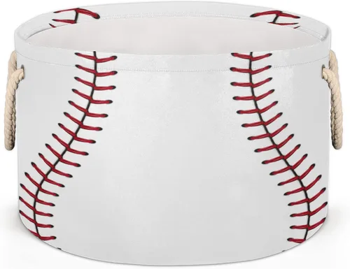 Cesta de almacenamiento redonda grande de béisbol, canasta de almacenamiento circular plegable para béisbol, con asa para niños, manta de juguetes,