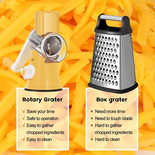 Miniatura 8 de Ourokhome rallador giratorio de queso con manivela manual, triturador de cocina con mandolina de velocidad, molinillo de frutos secos con mango