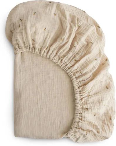 Miniatura 15 de mushie Sábana bajera ajustable de muselina extra suave 192 hilos 28 x 52 pulgadas (natural)