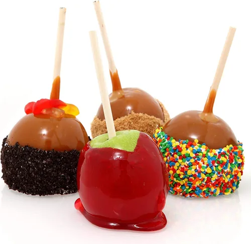 Miniatura 5 de Paquete de 50 recipientes transparentes de manzana confitada, cajas de embalaje de manzana dulce, manzanas caramelizadas, manzanas dulces