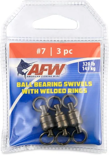 Miniatura 13 de AFW Solid Brass Ball Bearing Fishing Swivels with Double Welded Rings - Patented Bullet Shaped Head for Reduced Water Resistance, Black Finish