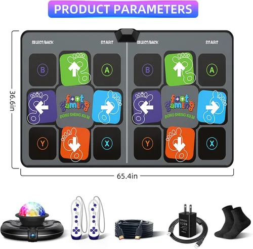 Miniatura 7 de FWFX Tapete de baile para juegos de televisión, almohadilla electrónica musical inalámbrica para niños y adultos, juego de ejercicio activo