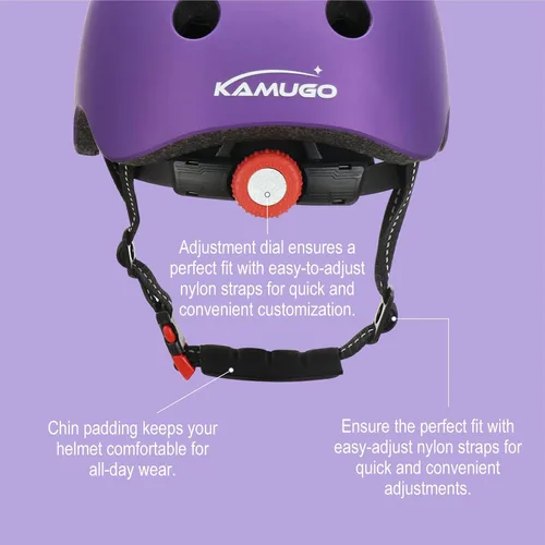 Miniatura 5 de KAMUGO - Juego de cascos de bicicleta para niños, casco ajustable para niños de 2 a 8 años, niños y niñas, con equipo de protección deportiva