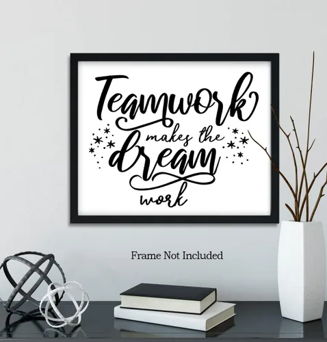 Miniatura 6 de Govivo Teamwork Makes The Dream Work - Impresión artística de pared con cita motivacional, impresión de decoración de pared, póster o lienzo