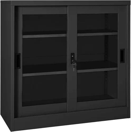 Miniatura 19 de Archivador de metal de 2 cajones, archivador de acero para oficina con cerradura para el hogar y la oficina, 35.4 x 18.1 x 28.5 pulgadas (blanco)