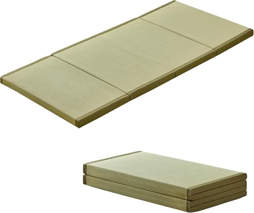 Miniatura 3 de HAGiHARA Tapete de tatami japonés, tapete plegable portátil de hierba Rush, colchón de futón tradicional para meditación, yoga, dormir o uso