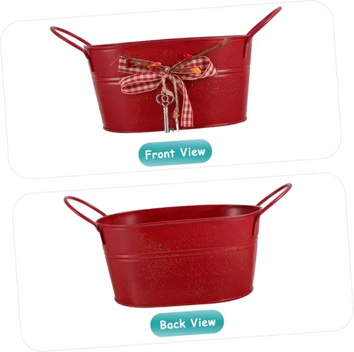Miniatura 9 de Cubo de almacenamiento de jardín Love Lock Oval Tin Bucket Flower Arrangement Container