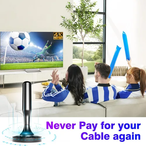 Miniatura 8 de HIDB Antena de TV para Smart TV en interiores, antenas digitales HD para interiores con base magnética fuerte, fácil instalación, recepción de largo