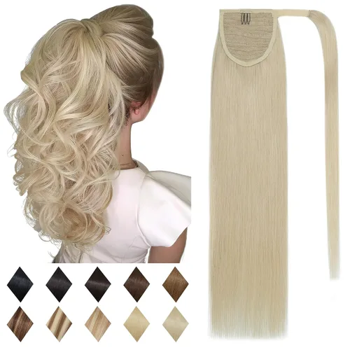 Miniatura 9 de SEGO Pinza de Gancho Extensión de Cola de Caballo Extensiones de Cabello Humano con Pinza para Cola de Caballo Extensiones de Cabello Real de Cola