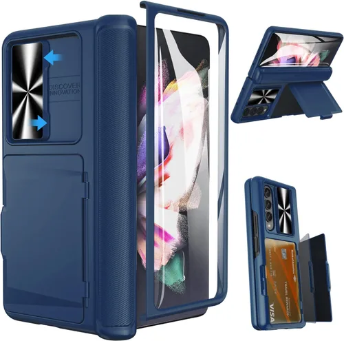 Miniatura 11 de Viaotaily Funda para Galaxy Z Fold 3 con Soporte para Bolígrafo, Funda Fold 3 con Protección de Bisagra y Protector de Pantalla, Funda con Soporte