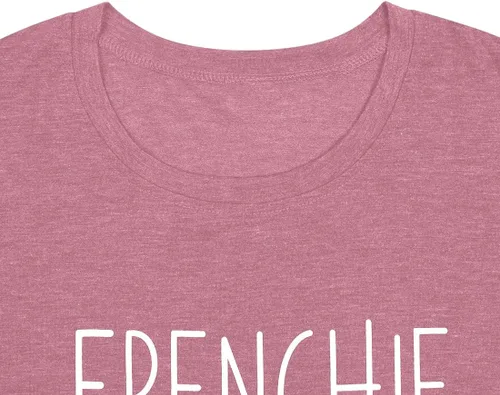Miniatura 19 de Camiseta de manga corta con texto en inglés «Frenchie Mama», con estampado de letras para mujer, estilo casual