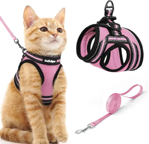 Miniatura 47 de rabbitgoo Juego de arnés y correa para gatos para caminar a prueba de escape, chaleco suave ajustable para gatitos con tira reflectante para gatos