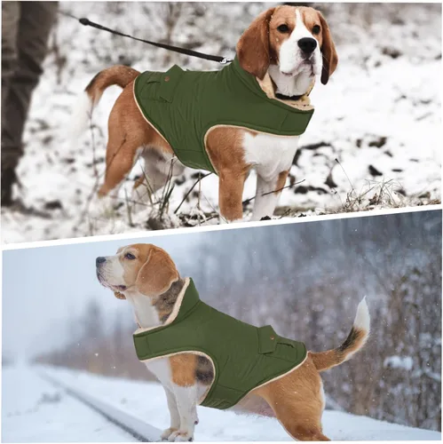 Miniatura 6 de ASENKU Abrigo cálido de invierno para perro, abrigo impermeable para el clima frío, chaqueta de vellón para perros con forro de felpa ultra grueso