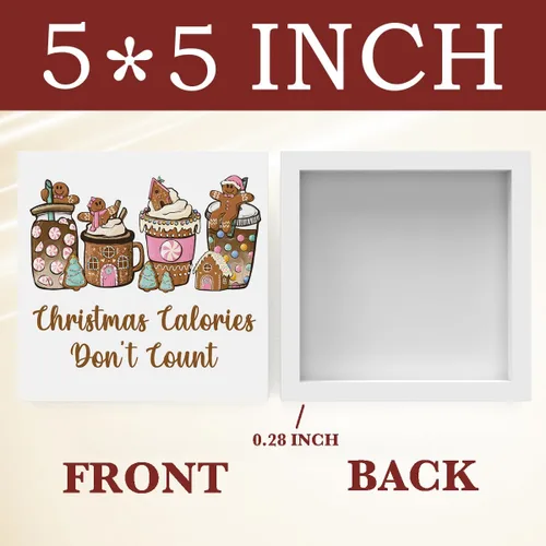 Miniatura 2 de Decoración navideña de cafetería, decoraciones navideñas divertidas retro, lazo rosa, letrero de calorías de pan de jengibre, regalo para mujeres