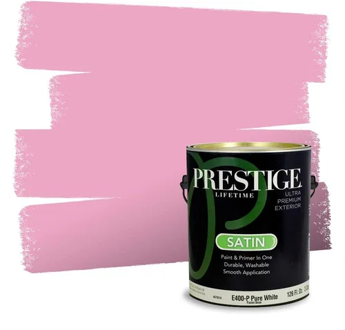 Miniatura 227 de Prestige Paints Pintura exterior e imprimación en uno, 1 galón, plano, coincidencia comparable de Valspar* Amber Rose*