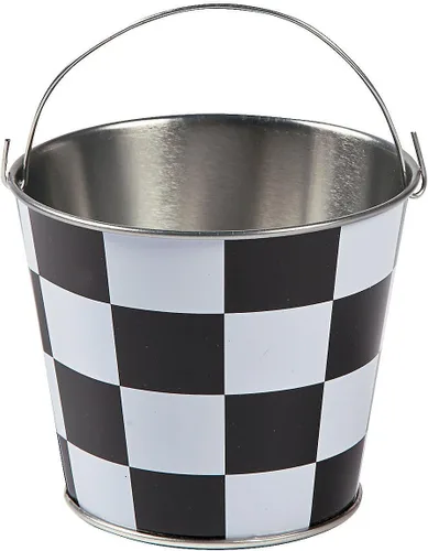 Fun Express Mini cubos a cuadros en blanco y negro, perfectos para fiestas temáticas de autos de carreras, decoraciones y juegos, ideal para