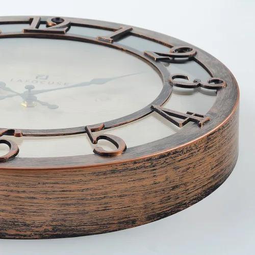 Miniatura 6 de Lafocuse Relojes de pared silenciosos de 12 pulgadas en color marrón, relojes de pared de granja operados con pilas, analógicos para cocina y sala