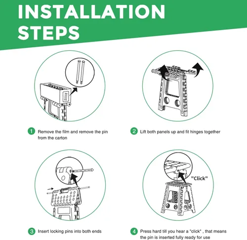 Miniatura 6 de Dyforce Taburete plegable de 17.5 pulgadas, capacidad de 400 libras, taburete plegable de plástico resistente para adultos, taburete con asa, fácil