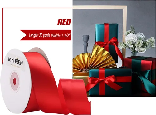 Miniatura 9 de Cinta de satén amarilla de 1 pulgada, cinta de satén sólido de doble cara para envoltura de regalos, bodas, decoración de fiestas, accesorios