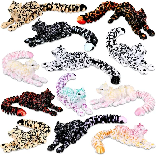 Miniatura 17 de Honoson 12 piezas de animales impresos en 3D 3D mini animales flexibles y articulados pequeños para aliviar el estrés de mascotas, para adultos