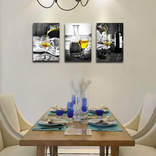 Miniatura 6 de Lienzo de pared para sala de estar, diseño de rosas blancas y negras, color azul, listo para colgar