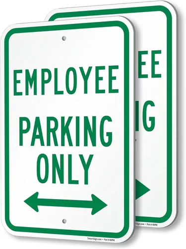 Miniatura 13 de SmartSign Letrero de metal "Employee Parking Only" de 18 x 12 pulgadas con flecha derecha, aluminio laminado inoxidable de 63 mil, verde y blanco