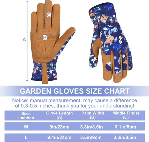 Miniatura 6 de Guantes de jardinería para mujeres, guantes de cuero para trabajo en jardín, a prueba de espinas, sin perforación, para cavar, plantar y podar