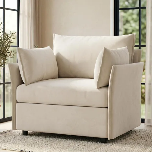Miniatura 25 de ABCASA Silla de Acento de Gran Tamaño, Sillón Moderno Tapizado con Respaldo Extraíble y Funda Desmontable, Asiento de 24.5 Pulgadas de Profundidad