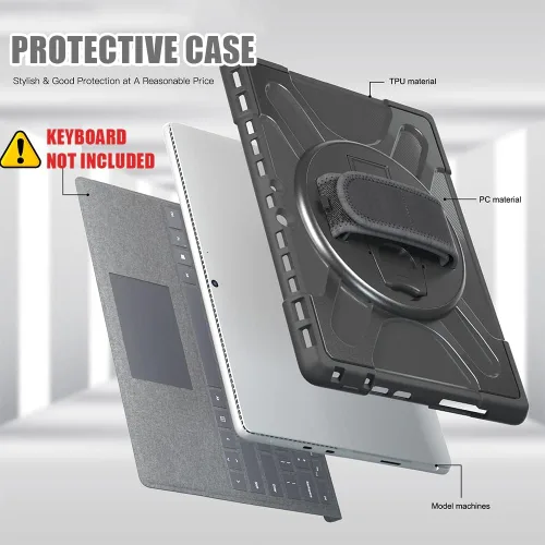 Miniatura 8 de ZenRich Funda Surface Pro 8 13 pulgadas 2021, zenrich Funda Resistente para Surface Pro 8 con Soporte de Pata Giratoria de 360 Grados y Correa