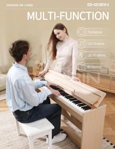 Miniatura 4 de Piano digital de 88 teclas con teclado pesado, soporte, cubierta, acción de martillo, teclado acústico eléctrico vertical de tamaño completo, pedal