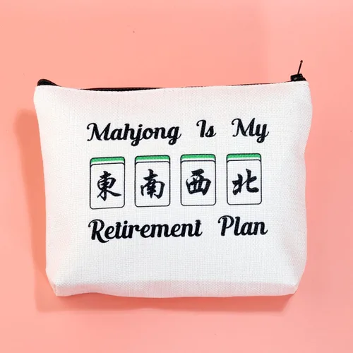 Miniatura 3 de JXGZSO Novedad Mahjong Cosméticos Bolsa Mahjong Amante Regalo Mahjong is My Retirement Plan Board Game Zipper Purse Gift Lucky Mahjong Player