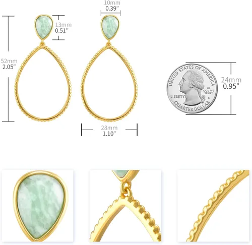 Miniatura 6 de G&GEMSJEW Gold Dangle Earrings for Women, 14K Gold Plated Gemstone Earrings