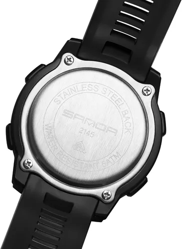 Miniatura 5 de FANMIS Hombres Podómetro Relojes Militares Multifuncional 50M Impermeable Digital Reloj Deportivo al Aire Libre Negro