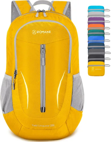 Miniatura 29 de ZOMAKE Mochila plegable ultraligera de 25 litros, mochila de senderismo plegable resistente al agua, pequeña mochila plegable para viajes
