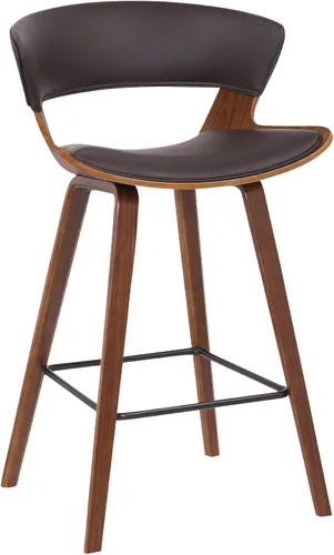 Miniatura 9 de Armen Living Jagger Modern Taburete de bar de 26 pulgadas de altura de mostrador con piel sintética crema y reposapiés recubierto de polvo negro