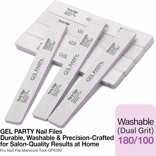 Miniatura 53 de GELPARTY - Limas de uñas profesionales de grano 80/80 cuadradas, paquete de 12 tablas de esmeril lavables de doble cara, grano extra grueso