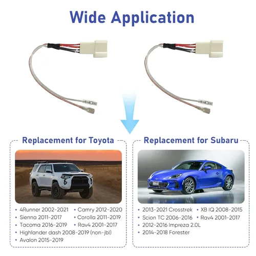 Miniatura 2 de Conector de cable de altavoz tweeter para tablero de Toyota Corolla/Camry 2012-2020, RAV4 2015-2019, adaptador de cable de altavoz para Subaru