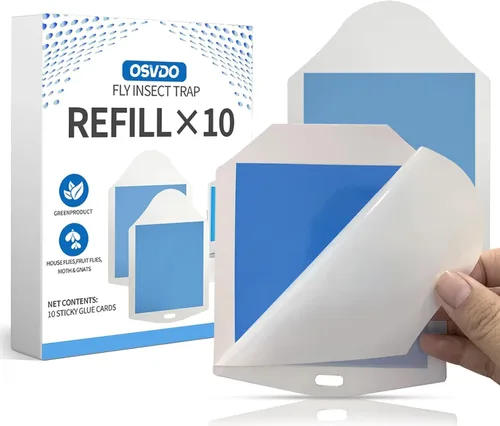 Miniatura 11 de OSVDO Trampa para insectos voladores con luz UV azul, atrapa insectos enchufable con 4 recambios adhesivos durante más de 100 días, atrapa moscas