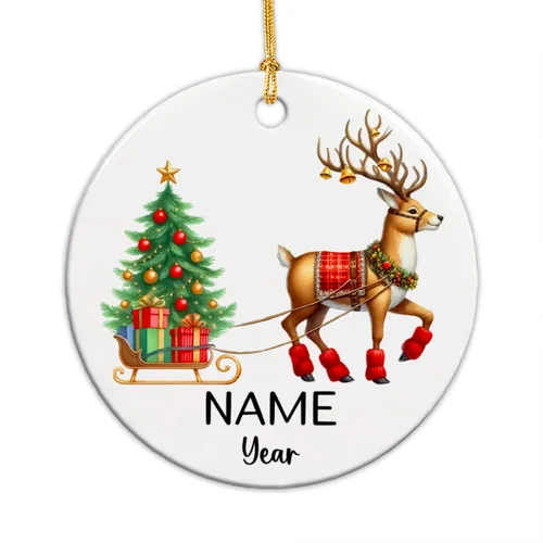 Miniatura 22 de Adorno personalizado de reno para la primera Navidad, adornos de cerámica de reno bebé para árbol de Navidad 2025, adorno de Navidad del primer