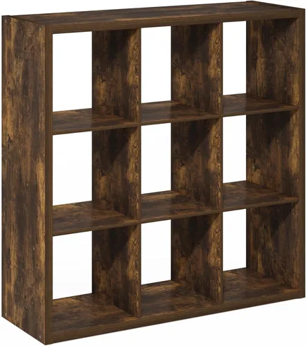 Miniatura 26 de Furinno Organizador de Almacenamiento en Cubos Decorativos con Respaldo Abierto, 4 Cubos, Gris Claro