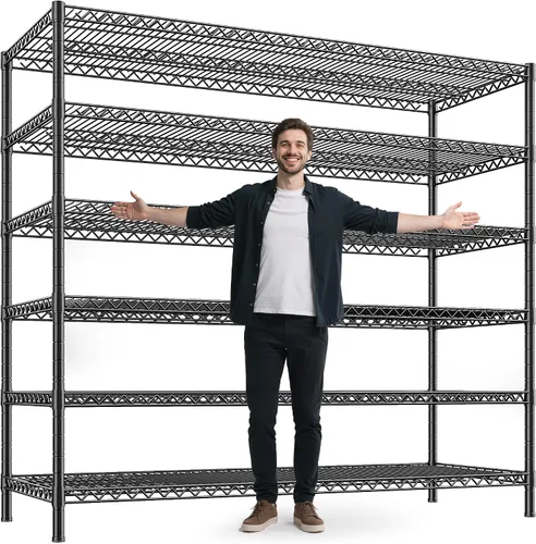 Miniatura 12 de REIBII Estantes de Almacenamiento de 2560LBS Unidad de Estantería de Metal de 55.5"W Estantería de Alambre de 4 Niveles Estantería de Garaje