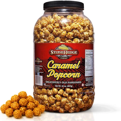 StoneHedge Farms Palomitas de maíz gourmet de caramelo - Deliciosamente antiguas de 32 onzas. ¡Bañera alta! - Fabricado en los Estados Unidos