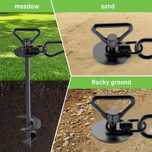 Miniatura 4 de TOMBABY Cable y estaca para perros, con cable resistente de 20 pies, anclaje giratorio de 360° y antienredos, corredor de perro para patio, estaca