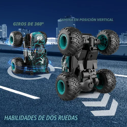Miniatura 4 de Gohero Juguetes de Camiones Monstruo, Camiones Monstruo de Control Remoto 2.4Ghz para Niños de 4-7 años, Juguetes de Dinosaurio 1:20 con Luz