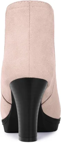 Miniatura 4 de Allegra K Botines Chelsea con tacón redondo y puntera redonda para mujer