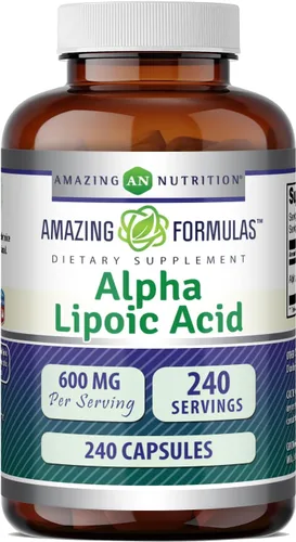 Miniatura 7 de Amazing Formulas - Ácido alfa lipoico Suplemento de 600 mg por porción, cápsulas, sin OMG, sin gluten, fabricado en Estados Unidos
