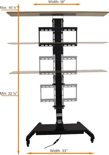 Miniatura 8 de Touchstone Valueline - Carrito móvil inteligente para TV de 26 a 50 pulgadas, RF y control remoto con cable, altura de 28 pulgadas, altura de 165