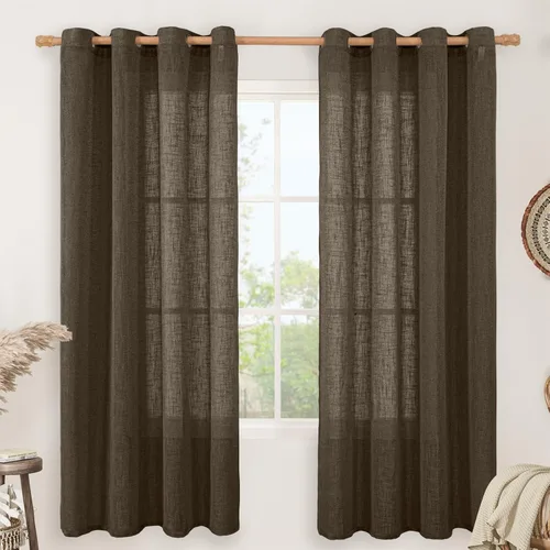 Miniatura 175 de LAMIT Cortinas de lino sintético para dormitorio, paneles filtrantes de luz, cortinas de lino con protección de privacidad con ojales para ventanas