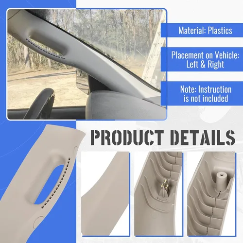 Miniatura 4 de HECASA Moldura de Acabado de Manija de Agarre del Pilar A Delantero Izquierdo y Derecho Compatible con Camioneta Pickup Dodge Ram 1500 2500 3500