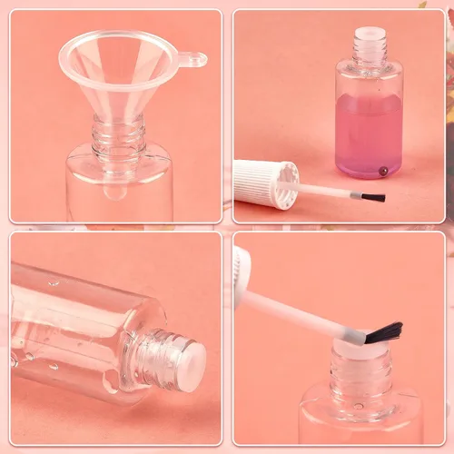 Miniatura 5 de NICENEEDED Botellas vacías de esmalte de uñas, contenedor de esmalte de uñas de plástico recargable, botellas de esmalte de uñas transparentes